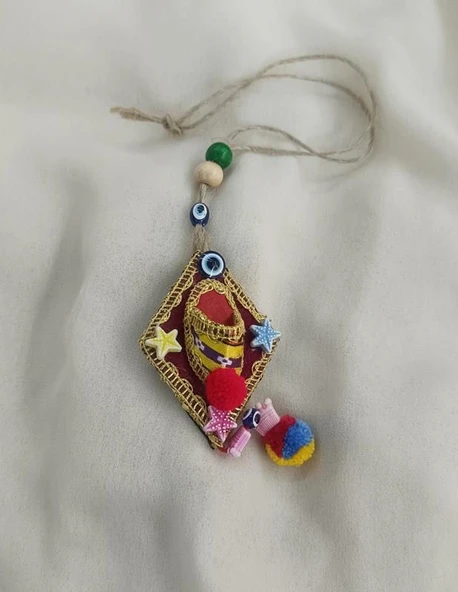 Araba Dikiz Ayna Duvar Kapı Süsü Çarık Otantik Ağaç Balkon Teras Nazar Boncuklu Düğün Nişan Kına Özel Gün Kötü Göz Nazar Boncuklu - 3