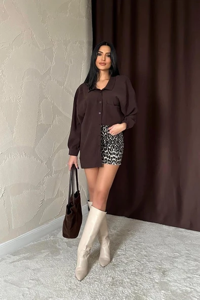 Kahverengi Salaş Gömlek - 3