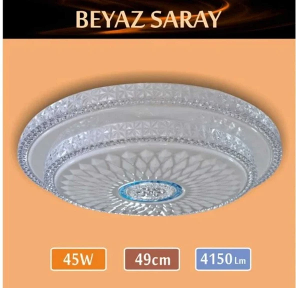 Sıva Üstü Led Panel 45W 49 cm çapında Model Beyaz Saray led avize