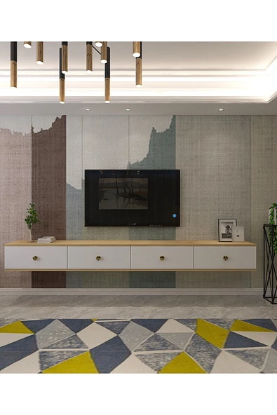 CENEYRA TDA2401AG - ZUZU DOUBLE DUVARA MONTAJ TV STAND ANTRASİT-GOLD 240CM - 9