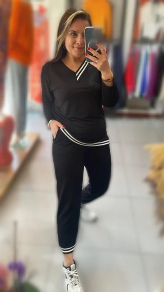 Kadın Yeni Sezon Uzun Kollu Ribana Detay Ikili Takım - Resim 6