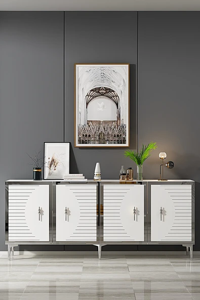 CENEYRA KA1801AG TUNA KONSOL, TV SEHPASI ANTRASİT-GOLD 180cm - 7