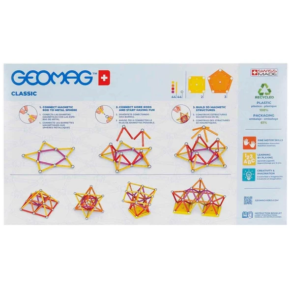 Geomag Classic Manyetik Zeka Oyunu 93 Parça Eğitici Yetenek Geliştiren Oyuncak - 8
