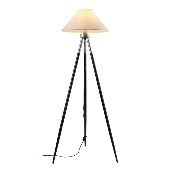 Cosby Siyah-Krom Kaplamalı Tripod Metal 3 Ayaklı Lambader - 2