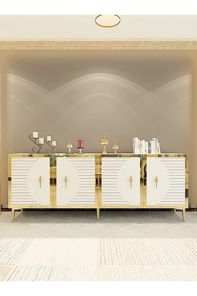 CENEYRA KA1801AG TUNA KONSOL, TV SEHPASI ANTRASİT-GOLD 180cm - 5