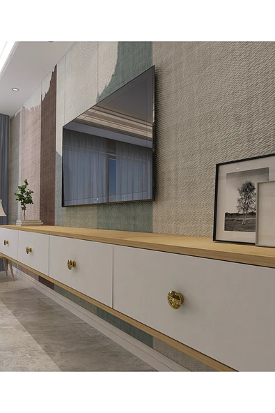 CENEYRA TDA2401AG - ZUZU DOUBLE DUVARA MONTAJ TV STAND ANTRASİT-GOLD 240CM - 11