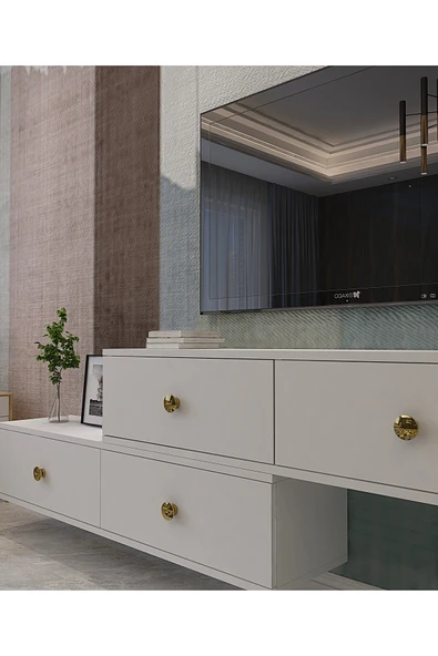 CENEYRA TDA1203AG - ZUZU 2Lİ DUVARA MONTAJ TV STAND ANTRASİT-GOLD 120CM+120CM - 7