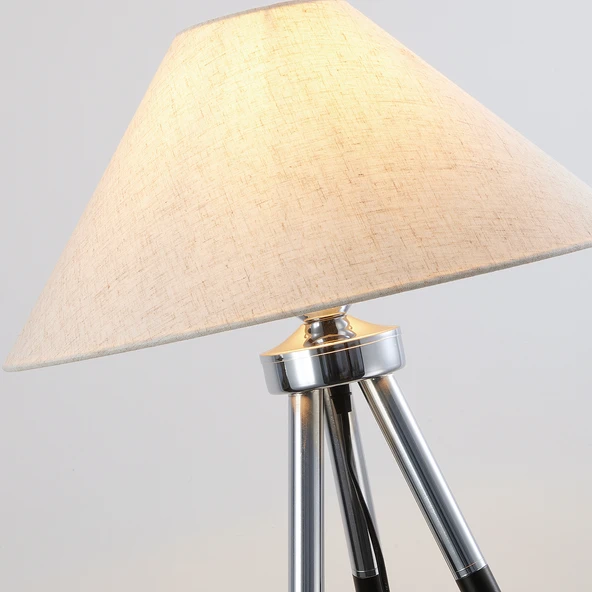 Cosby Siyah-Krom Kaplamalı Tripod Metal 3 Ayaklı Lambader - 5