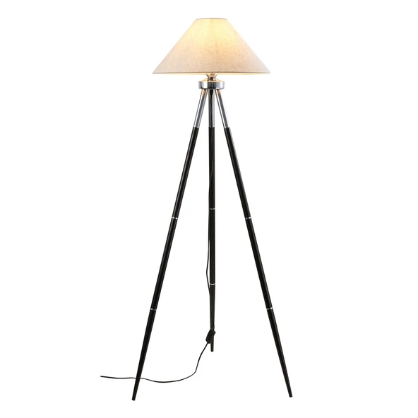 Cosby Siyah-Krom Kaplamalı Tripod Metal 3 Ayaklı Lambader - 4