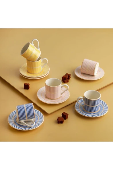 Schafer Fun 6 Kişilik Kahve Fincan Seti-12 Parça-Çok Renkli