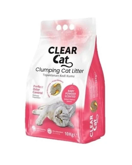 CLEARCAT BEBEK PUDRA BENTONİT KEDİ KUMU 10 LT