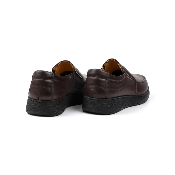 Erkek Kahve Hakiki Deri Ayakkabı, Ortopedik Taban Loafer Ayakkabı Yumuşak Mevsimlik Kışlık Günlük Casual Ayakkabı - 4