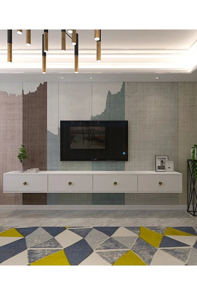 CENEYRA TDA2401AG - ZUZU DOUBLE DUVARA MONTAJ TV STAND ANTRASİT-GOLD 240CM - 5