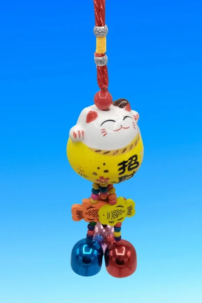 Feng Shui Maneki Neko Şans Kedisi Sarı No.3 - Resim 6