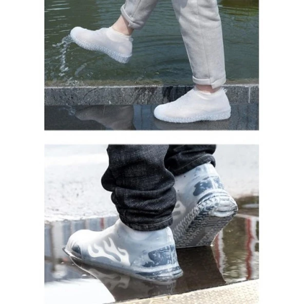 SRTfootcare Silikon Ayakkabı Kılıfı Kaymaz Su Kir Geçirmez Beyaz - 7