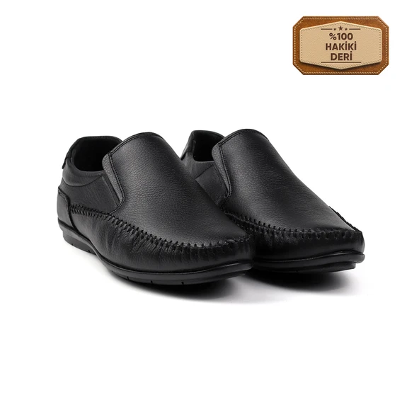 Erkek Siyah Hakiki Deri Ayakkabı, Ortopedik Taban Loafer Ayakkabı Mevsimlik Günlük Casual Ayakkabı ürün görseli 1