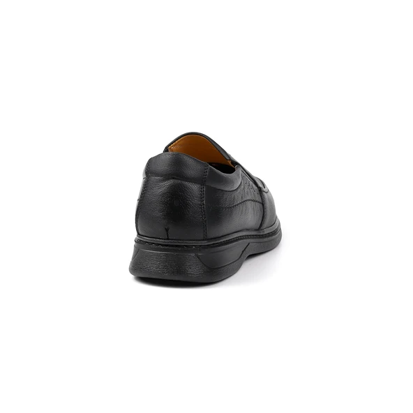 Erkek Siyah Hakiki Deri Ayakkabı, Ortopedik Taban Loafer Ayakkabı, Mevsimlik Kışlık Casual Ayakkabı - 5