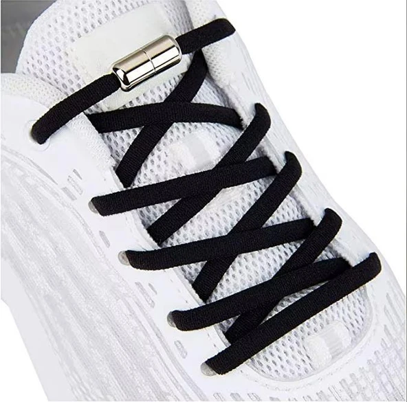 SRTfootcare Metal Vidalı Kilitli Akıllı Elastik Outdoor Ayakkabı Bağcığı Yassı 100cm 1 Çift ürün görseli