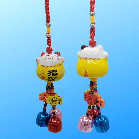 Feng Shui Maneki Neko Şans Kedisi Sarı No.3 - Resim 4