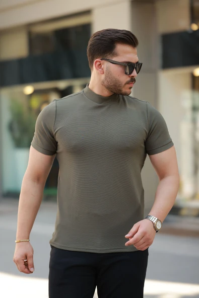 Erkek Yarım Balıkçı Yaka Kısa Kollu T-shirt - Resim 2