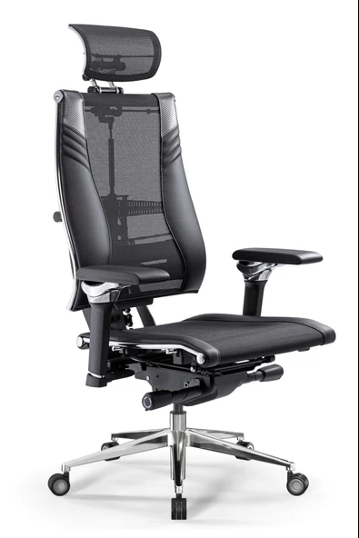 Metta Yoga Ergonomik Koltuk | Bel Destekli, Tekerlekli, Krom Ayaklı, Fileli Yönetici Koltuğu -D5.50.15.13A ürün görseli 1