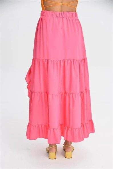 Audrey Fıfrlı Yırtmaç Detay Etek 4037 - Resim 5