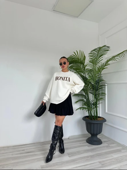 Kadın Şortlu Pileli Mini Etek Siyah - Resim 3