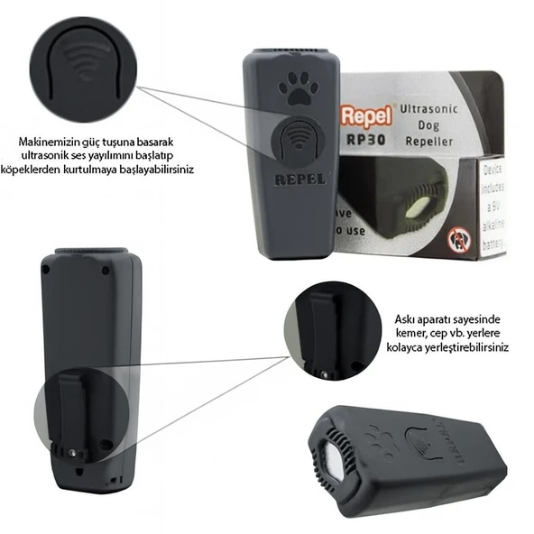 Repel RP 30 V2 El Tipi Köpek Kovucu Eğitici 30 Metre Etkili