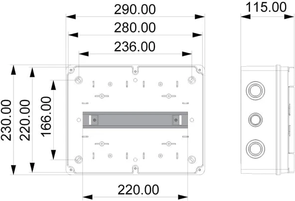 280x220x130 12 li Sıva Üstü W Otomat Kutusu - 2