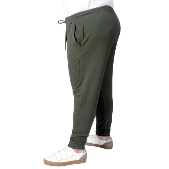 Büyük Beden Eşofman Altı Dar Paça 20507 Haki - Resim 3