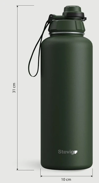 Stevig ST-252 1 Hand Leak-Proof Sızdırmaz Çelik Termos 1500ML Green - 4
