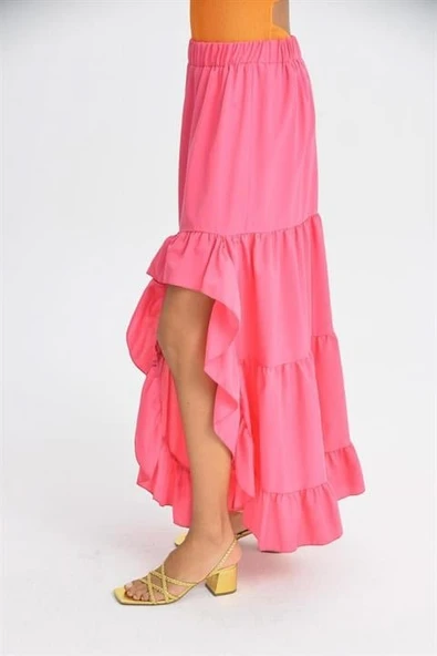 Audrey Fıfrlı Yırtmaç Detay Etek 4037 - Resim 3