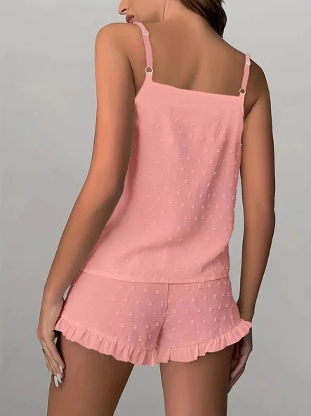 Kadın Ip Askılı Atlet Ve Alt Pon Pon Aerobin Short Takım - Resim 8