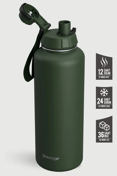 Stevig ST-252 1 Hand Leak-Proof Sızdırmaz Çelik Termos 1500ML Green - 2