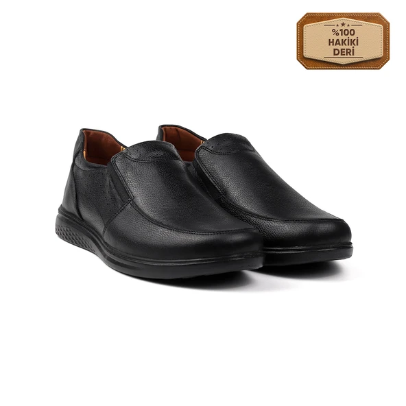 Erkek Siyah Hakiki Deri Ayakkabı, Ortopedik Taban Loafer Ayakkabı Günlük Casual Ayakkabı ürün görseli