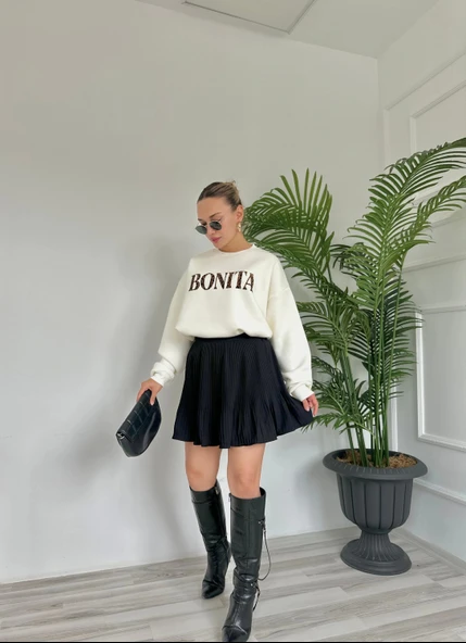 Kadın Şortlu Pileli Mini Etek Siyah ürün görseli