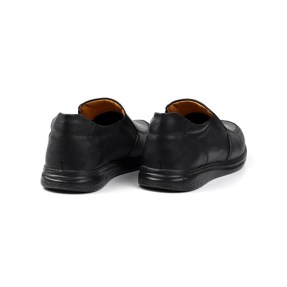 Erkek Siyah Hakiki Deri Ayakkabı, Ortopedik Taban Loafer Ayakkabı Günlük Casual Ayakkabı - Resim 4