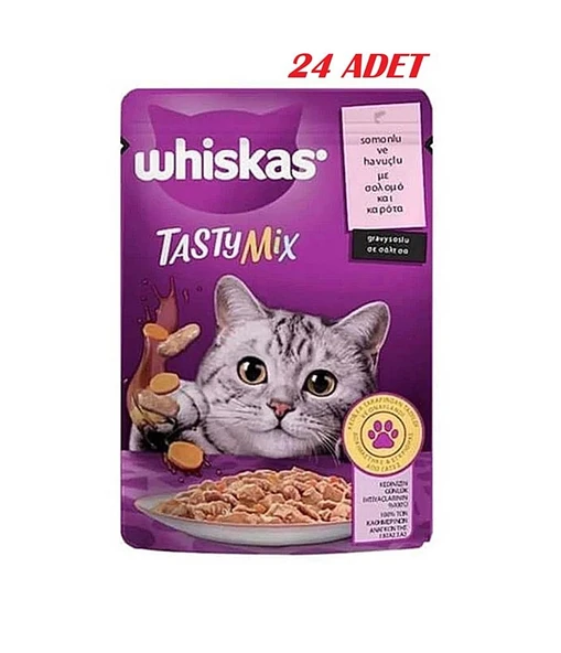 Whiskas Pouch Sos İçinde Somonlu ve Havuçlu Yetişkin Kedi Konservesi 85gr*24 ADET ürün görseli
