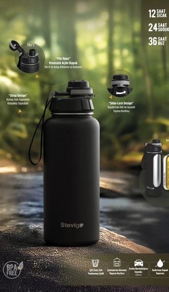 Stevig ST-252 1 Hand Leak-Proof Sızdırmaz Çelik Termos 1500ML Green - 3