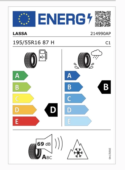 Lassa 195/55R16 87H Snoways4 M+S D-B-69 Kış Oto Lastiği (Üretim Yılı: 2025) - Resim 2