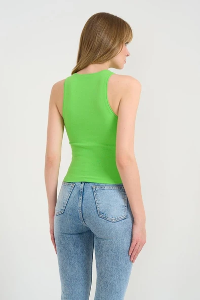 Örme Bisiklet Yaka Atlet - Yeşil - 5