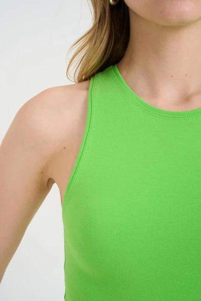 Örme Bisiklet Yaka Atlet - Yeşil - 4