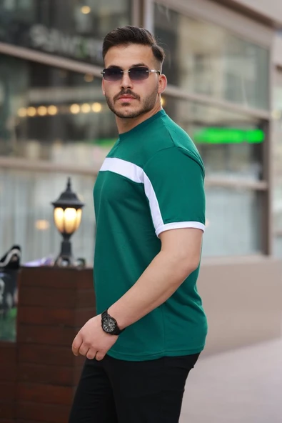 Erkek şerit Detaylı Kısa Kollu T-shirt - Resim 2