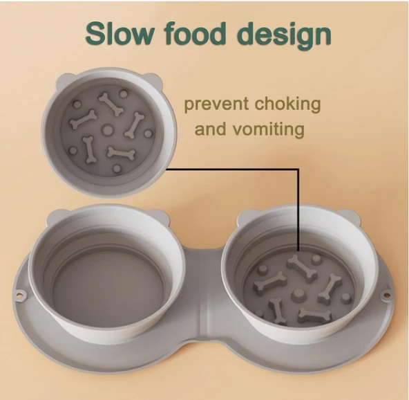 Mikopet Katlanabilir İkili Mama ve Su Kabı ürün görseli 1