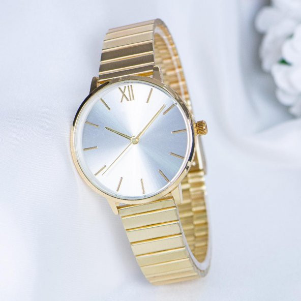 Pinkoli Trend Sarı Çelik Kordonlu Roma Rakamlı Kadın Kol Saat ST-303979 ürün görseli 1