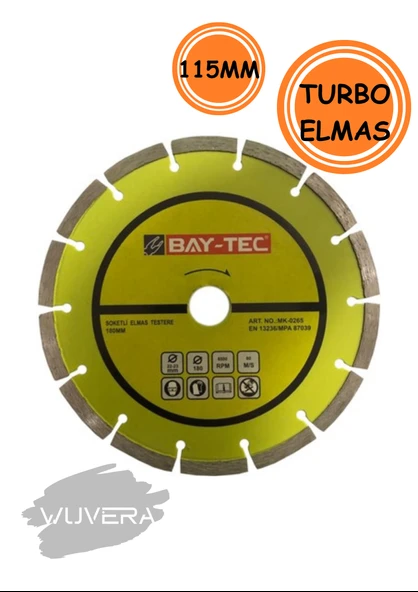 Wuvera 115 mm Elmas Kesici Disk – Beton, Mermer, Granit ve Taş Kesimi İçin Dayanıklı Kesme Taşı - Resim 3