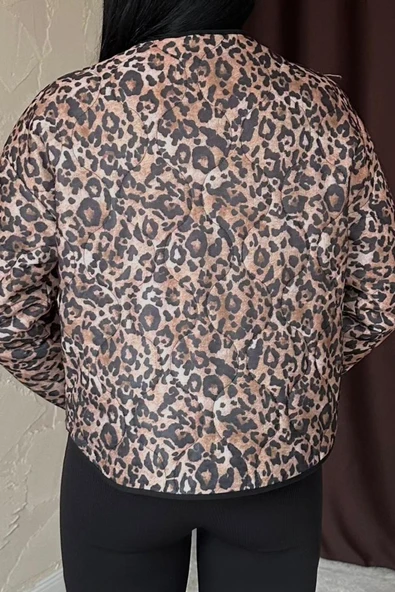 Leopar Leopar Desenli Kapitone Ceket - 4