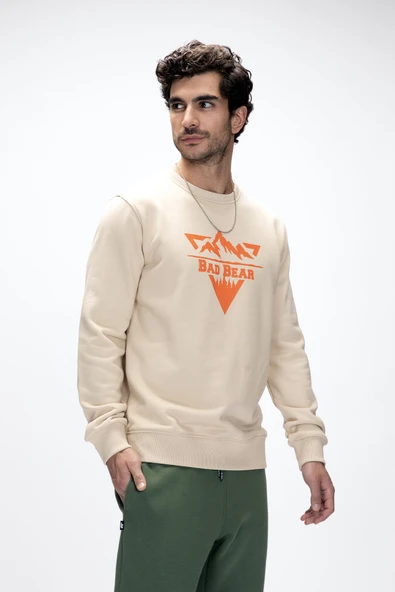 BAD BEAR MOUNTAIN CREWNECK / BEIGE ERKEK SWEATSHİRT - Resim 4