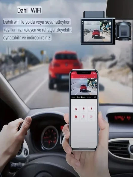 WiFi 1080P Arac Içi Kamera 5MP 170 Derece Aci Araba Kamerasi GSensor Dongu Kayit 150mAh Batarya - 4