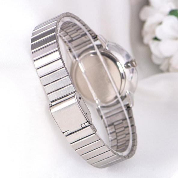 Gümüş Renk Roma Rakamlı Çelik Kordonlu Pinkoli Kadın Kol Saati ST-303980 - Resim 2